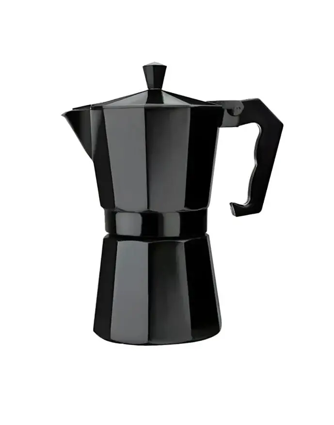 Cafetera Moka Italiana Aluminio Negro Mate 12 Tazas